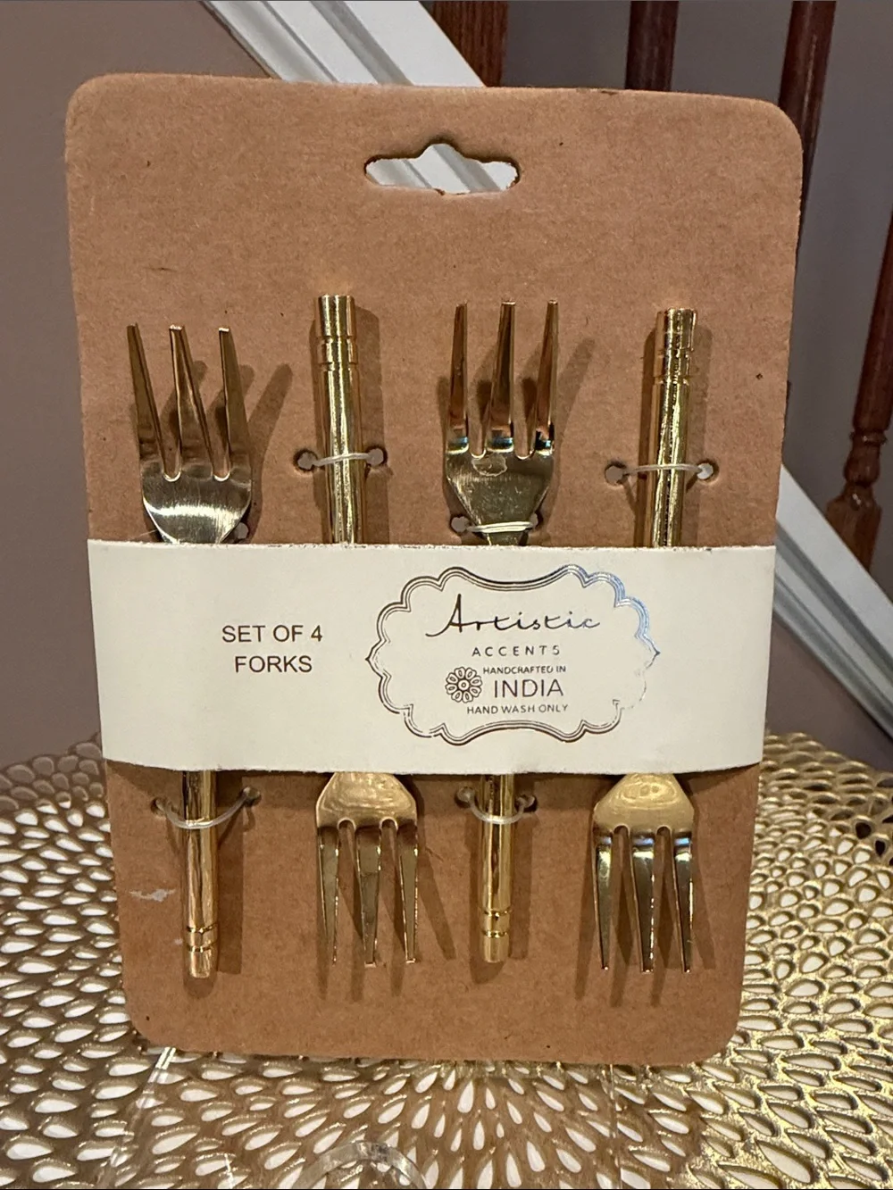 Artistic Accents Handcrafted Gold Finish Fork Set of 4